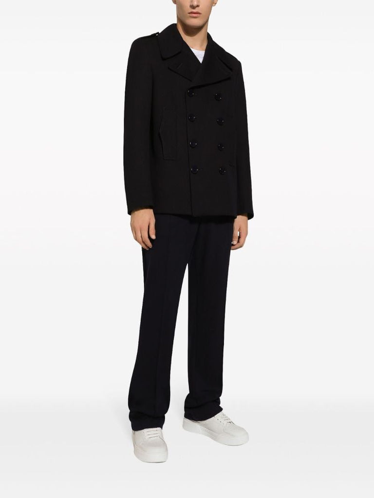 Black Double-breasted Cotton Coat