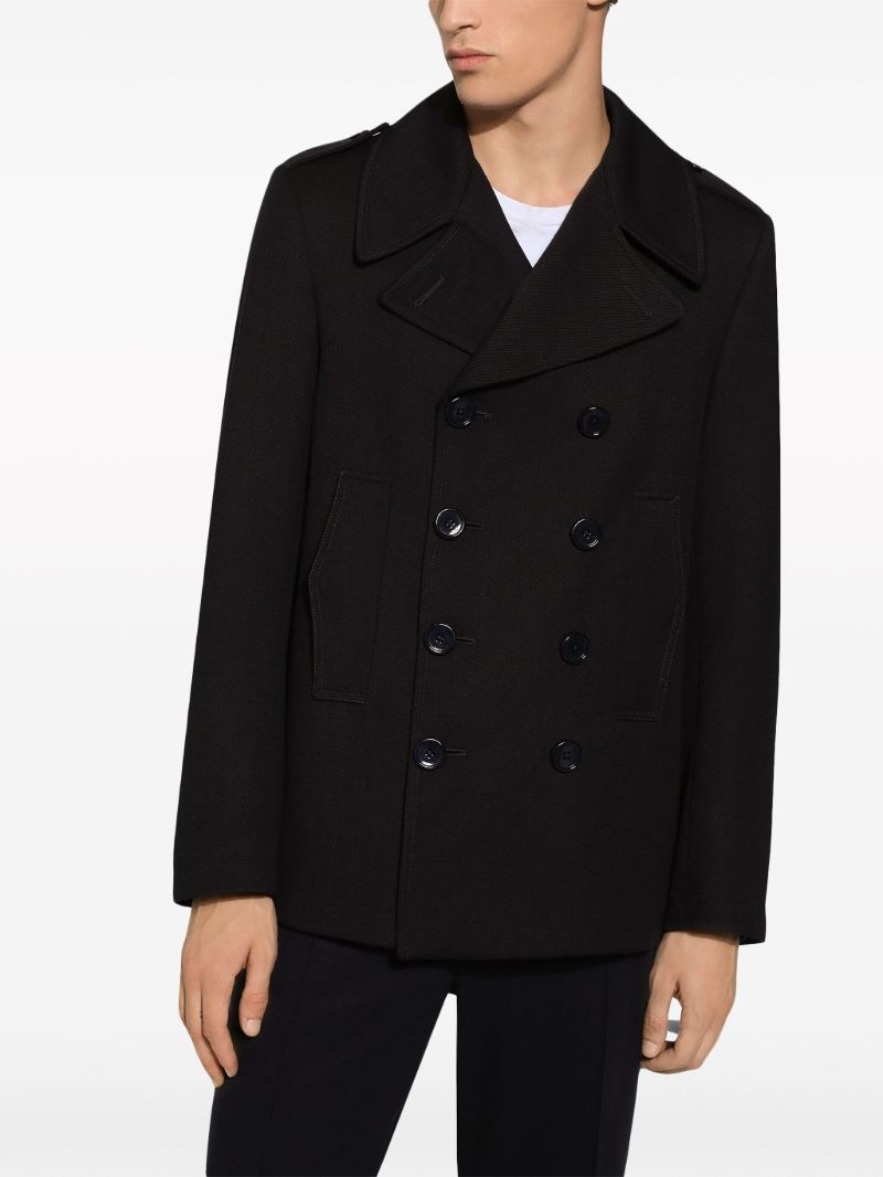 Black Double-breasted Cotton Coat