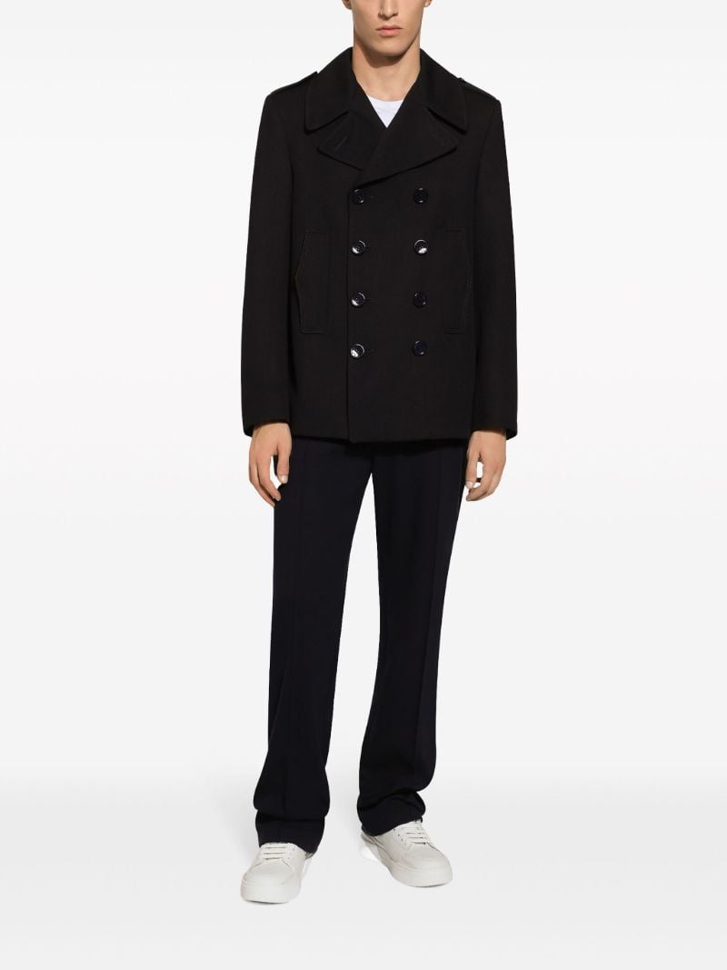 Black Double-breasted Cotton Coat