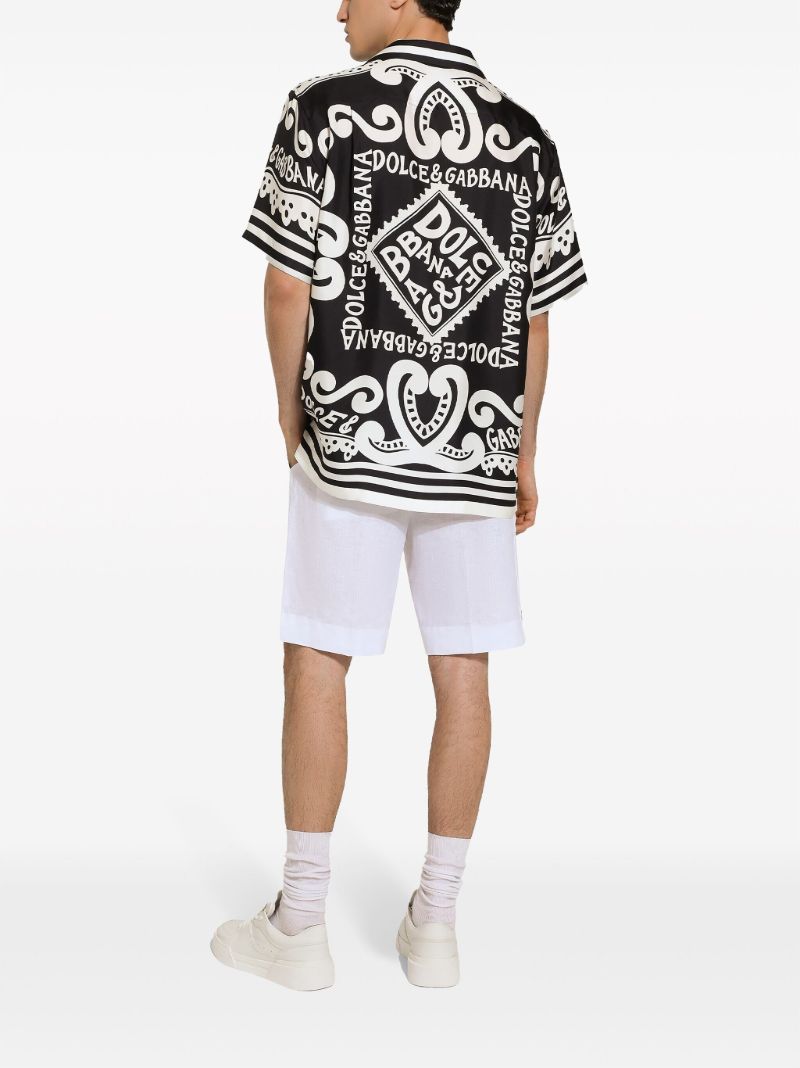 Black Marina-print Silk Shirt