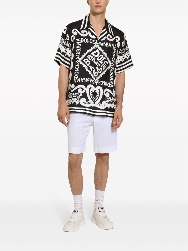 Black Marina-print Silk Shirt