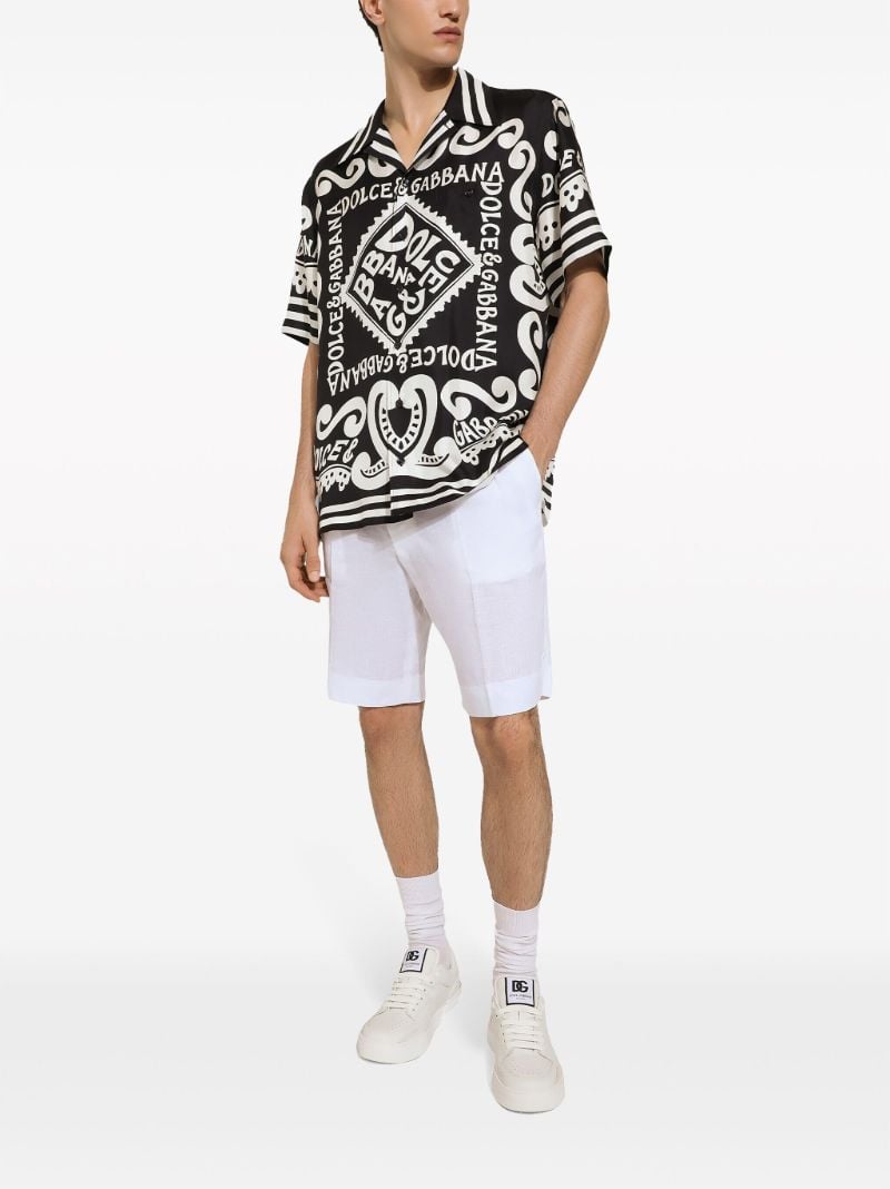 Black Marina-print Silk Shirt