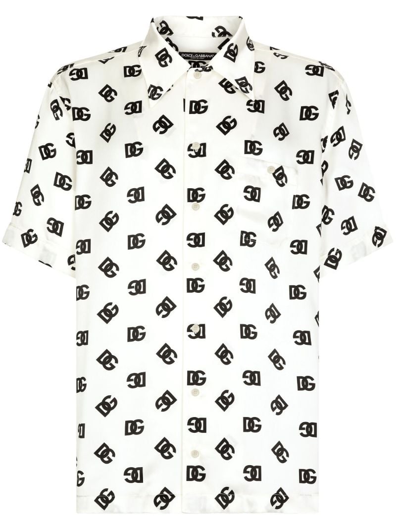 White Dg Logo-print Silk Shirt