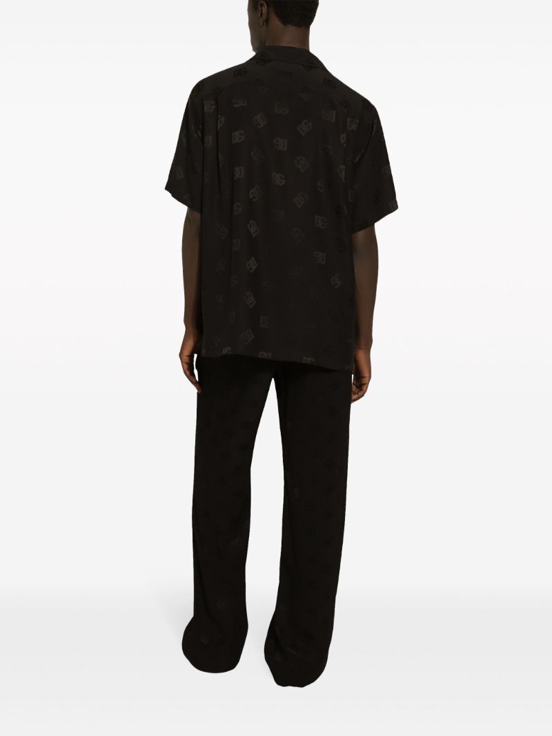 Black Dg Monogram-jacquard Silk Shirt