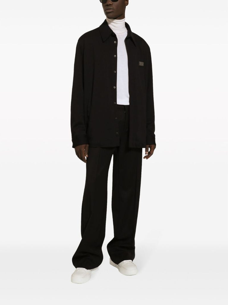 Black Logo-plaque Shirt Jacket