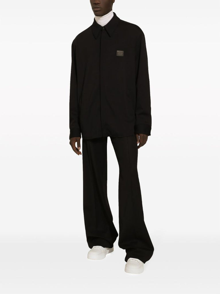 Black Logo-plaque Shirt Jacket
