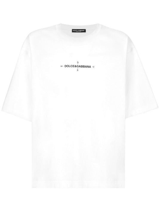 White Marina Logo-print Cotton T-shirt