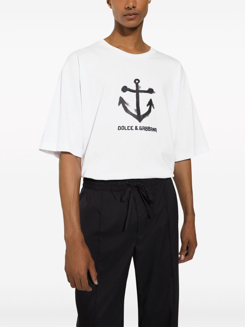 White Marina-print Cotton T-shirt