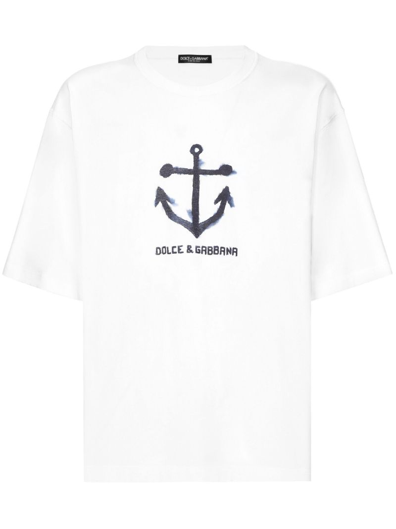 White Marina-print Cotton T-shirt