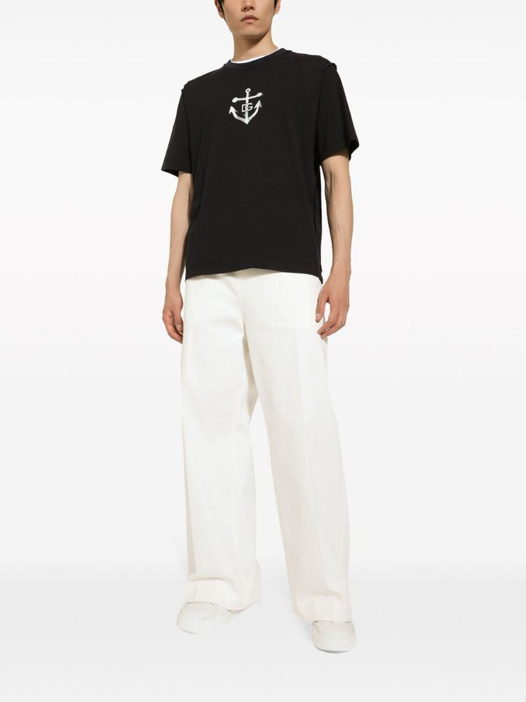 Blue Marina-print Cotton T-shirt