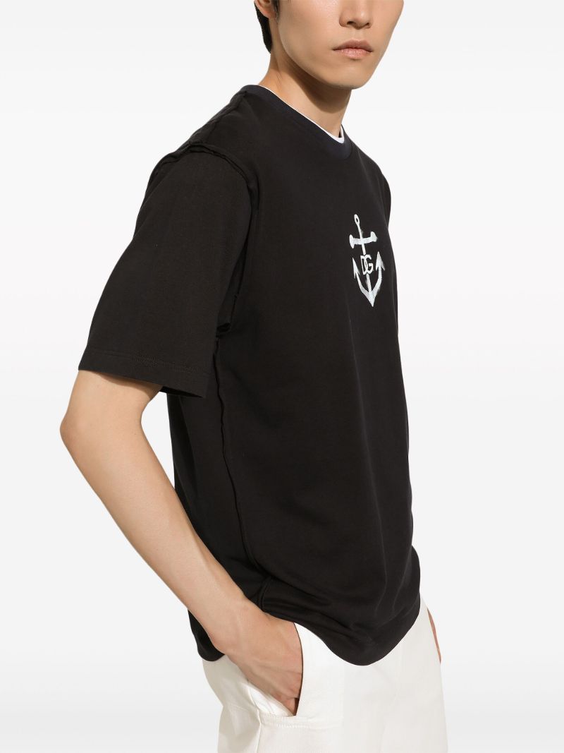 Blue Marina-print Cotton T-shirt