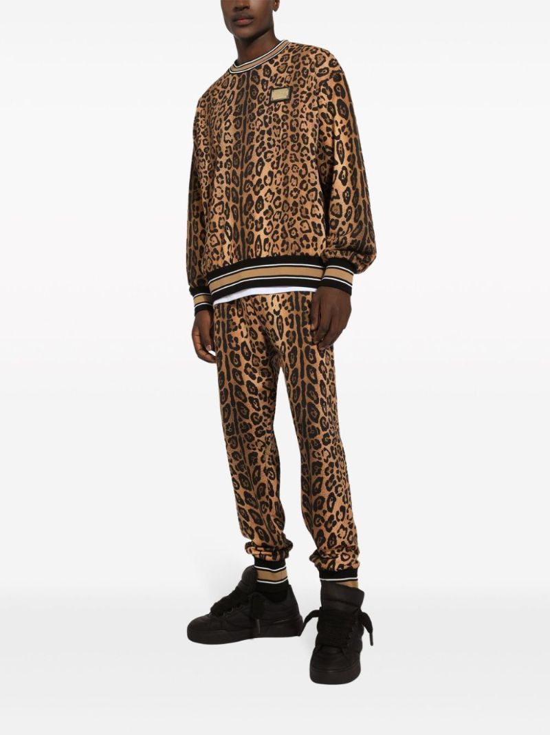 Brown Leopard-print Cotton Sweatshirt