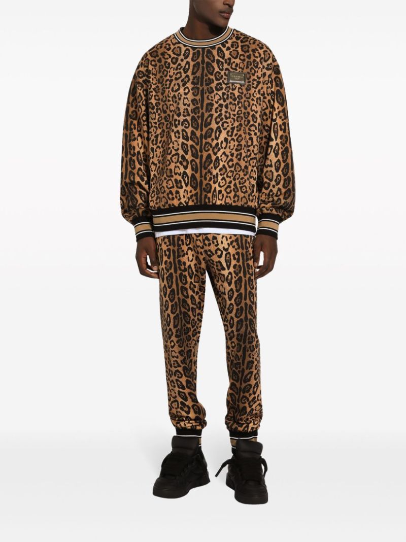 Brown Leopard-print Cotton Sweatshirt