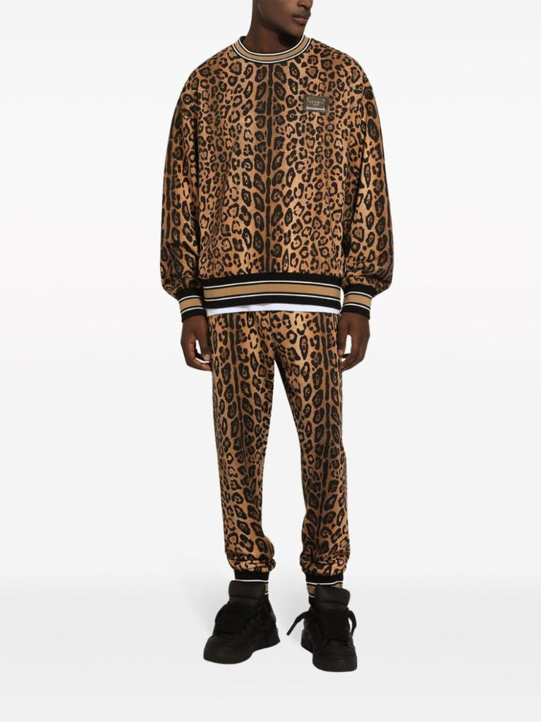 Brown Leopard-print Cotton Sweatshirt
