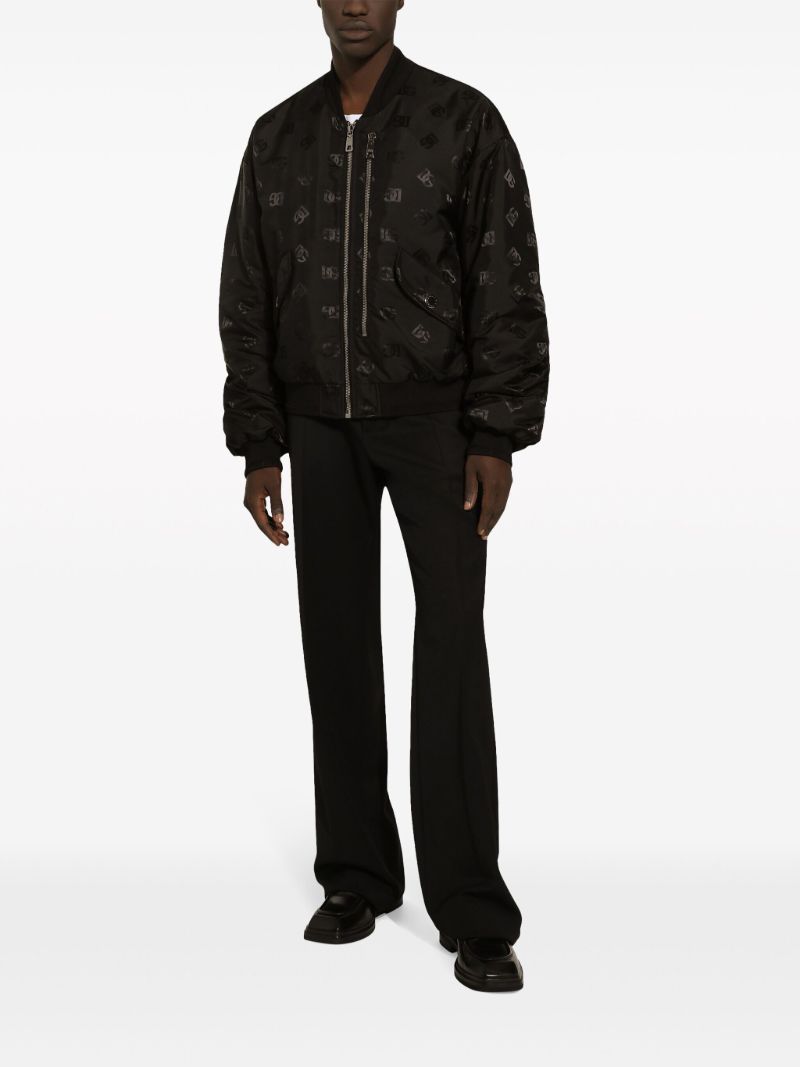 Black Monogram-print Satin Bomber Jacket