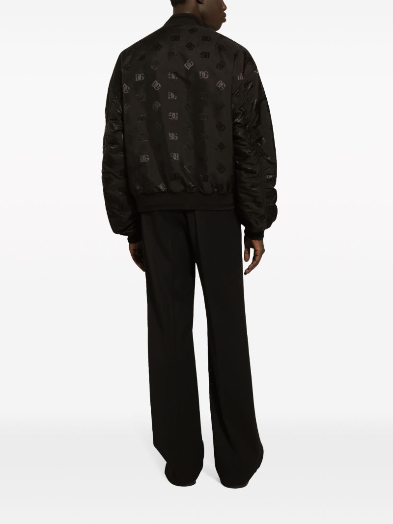 Black Monogram-print Satin Bomber Jacket
