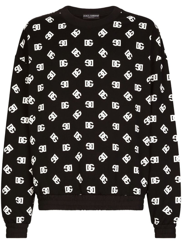 Black Dg-print Cotton Sweatshirt