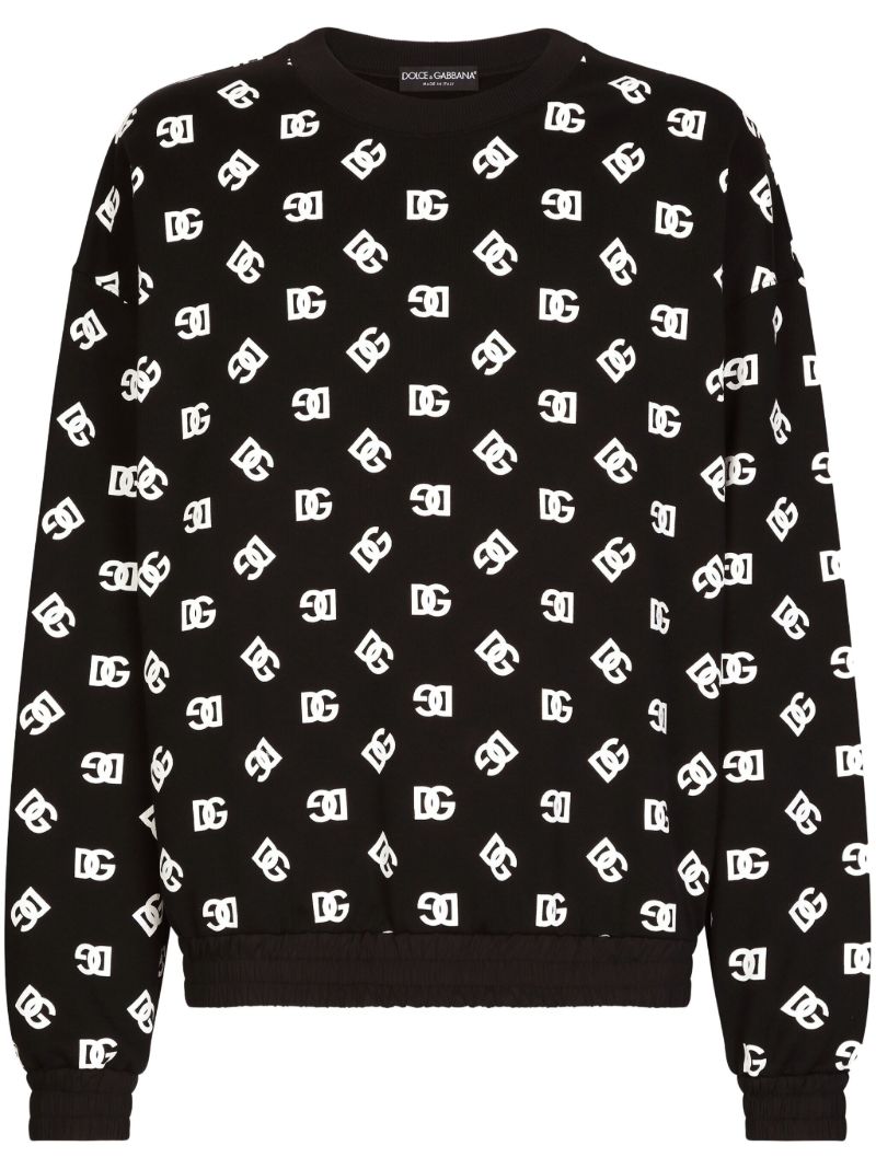 Black Dg-print Cotton Sweatshirt