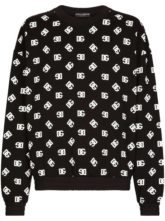 Black Dg-print Cotton Sweatshirt