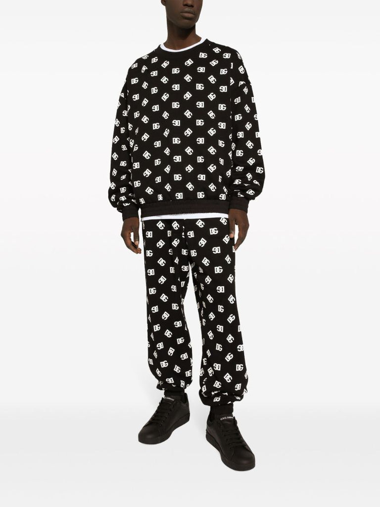 Black Dg-print Cotton Sweatshirt