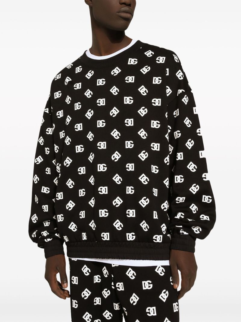 Black Dg-print Cotton Sweatshirt