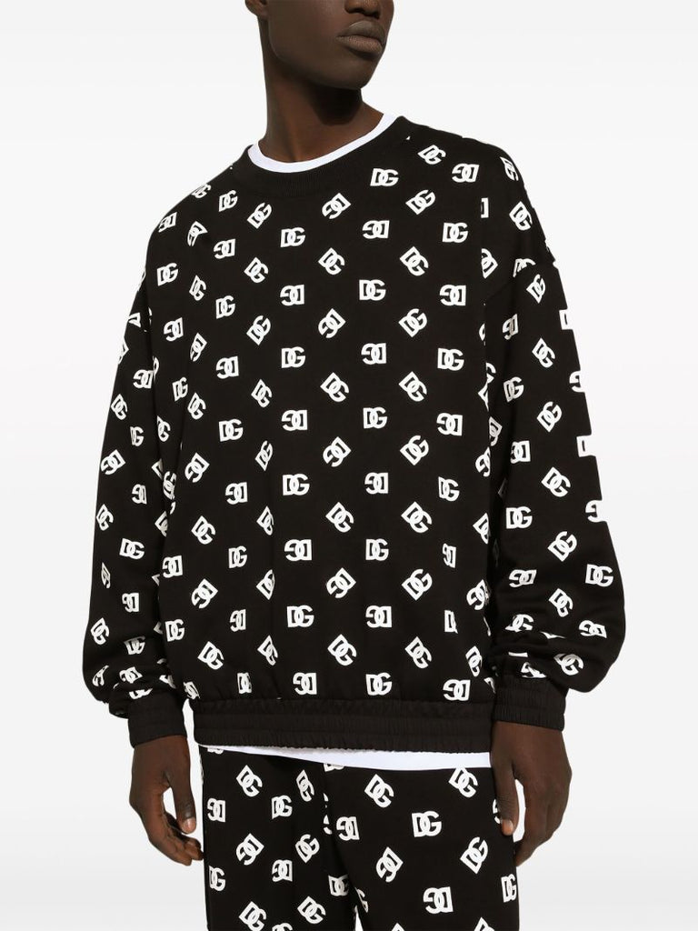 Black Dg-print Cotton Sweatshirt
