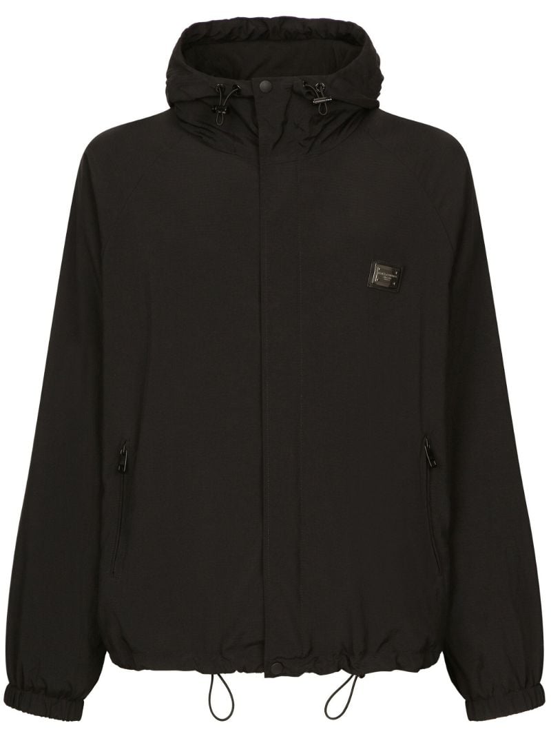 Black Logo-plaque Hooded Jacket