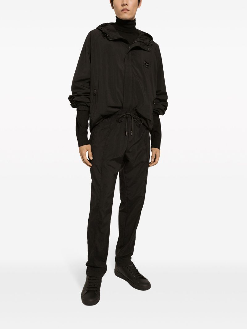Black Logo-plaque Hooded Jacket