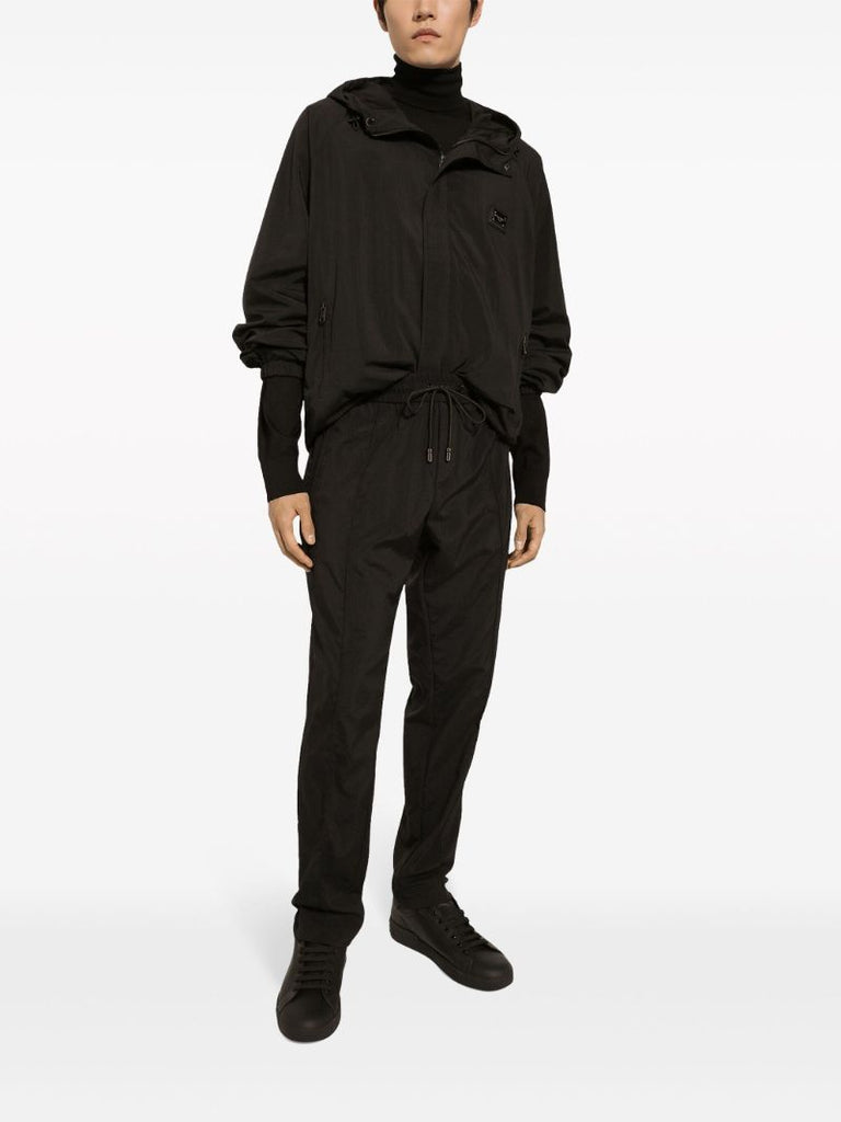Black Logo-plaque Hooded Jacket