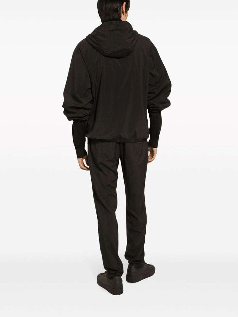 Black Logo-plaque Hooded Jacket