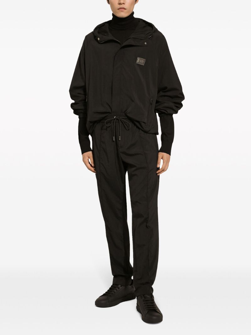 Black Logo-plaque Hooded Jacket