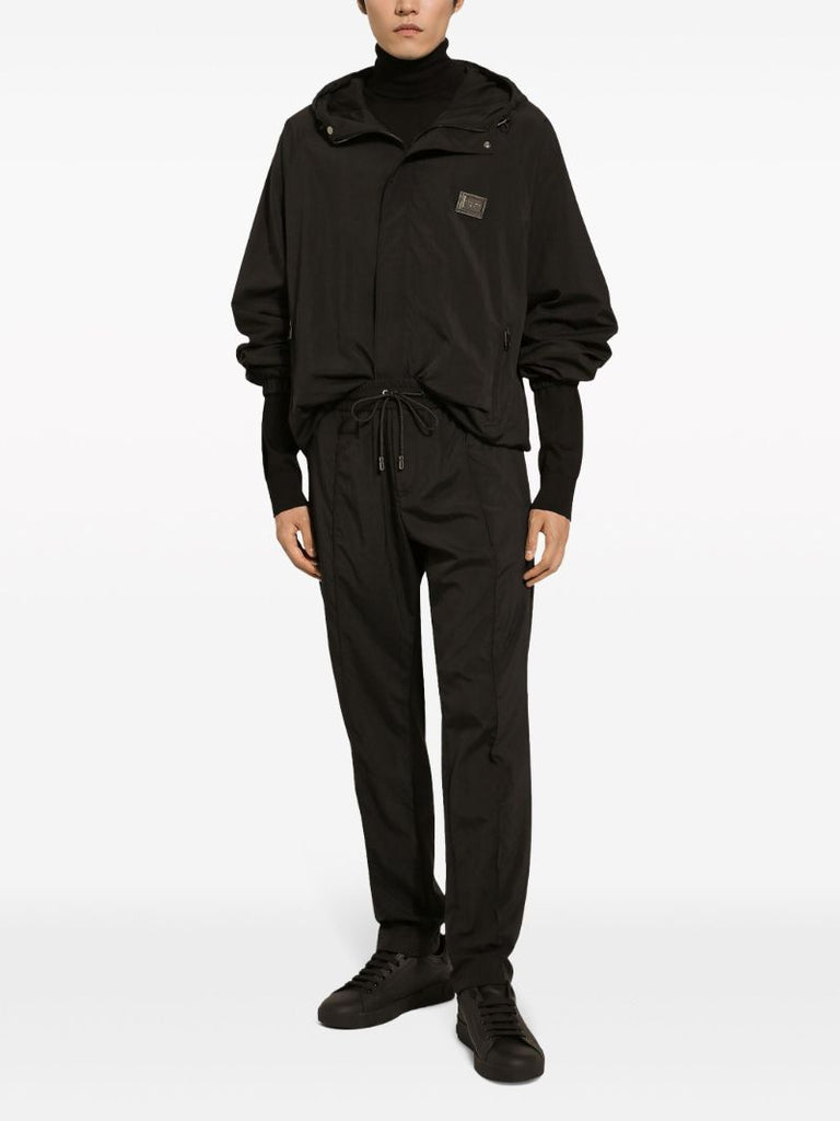 Black Logo-plaque Hooded Jacket