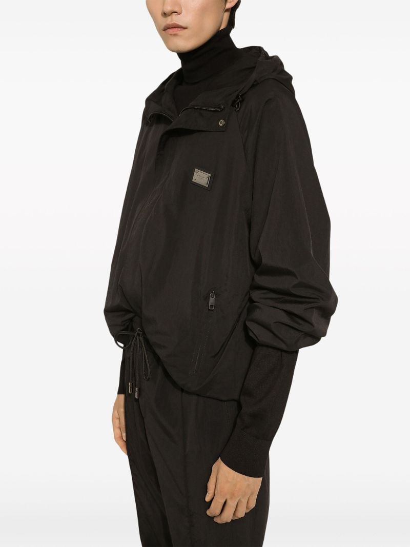 Black Logo-plaque Hooded Jacket