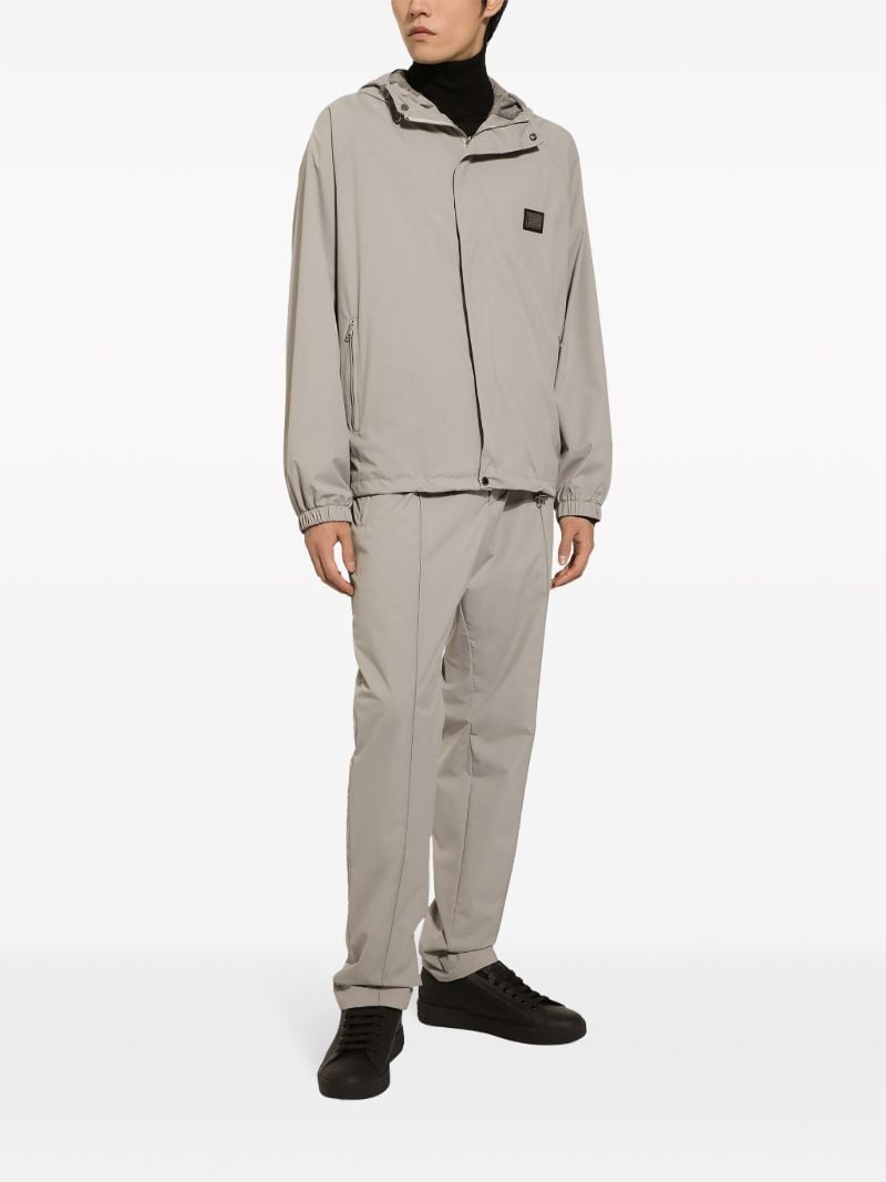 Grey Logo-plaque Hooded Jacket