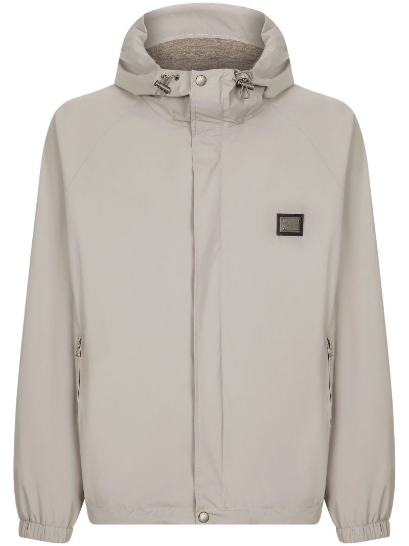 Grey Logo-plaque Hooded Jacket