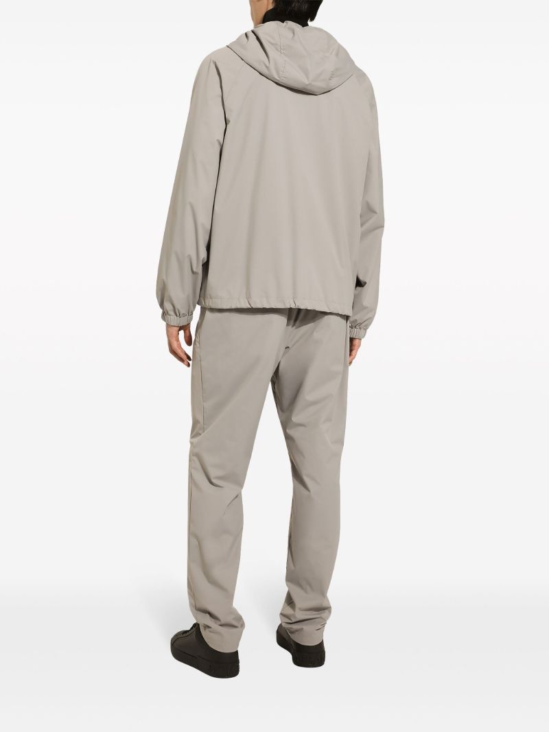 Grey Logo-plaque Hooded Jacket