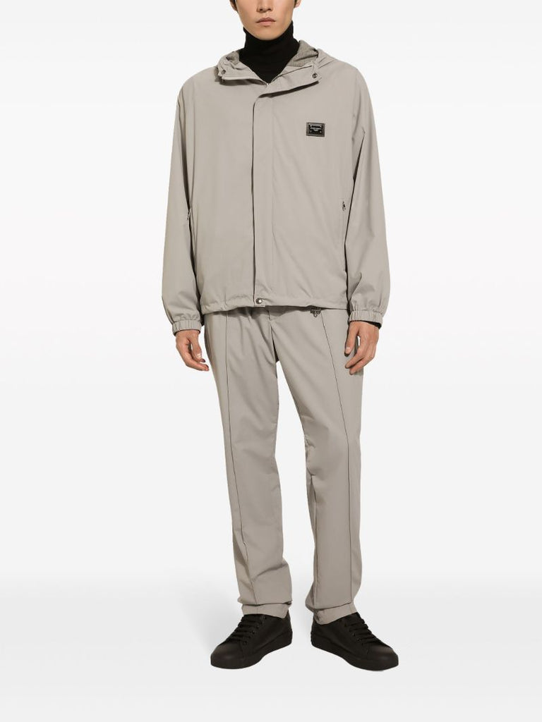 Grey Logo-plaque Hooded Jacket