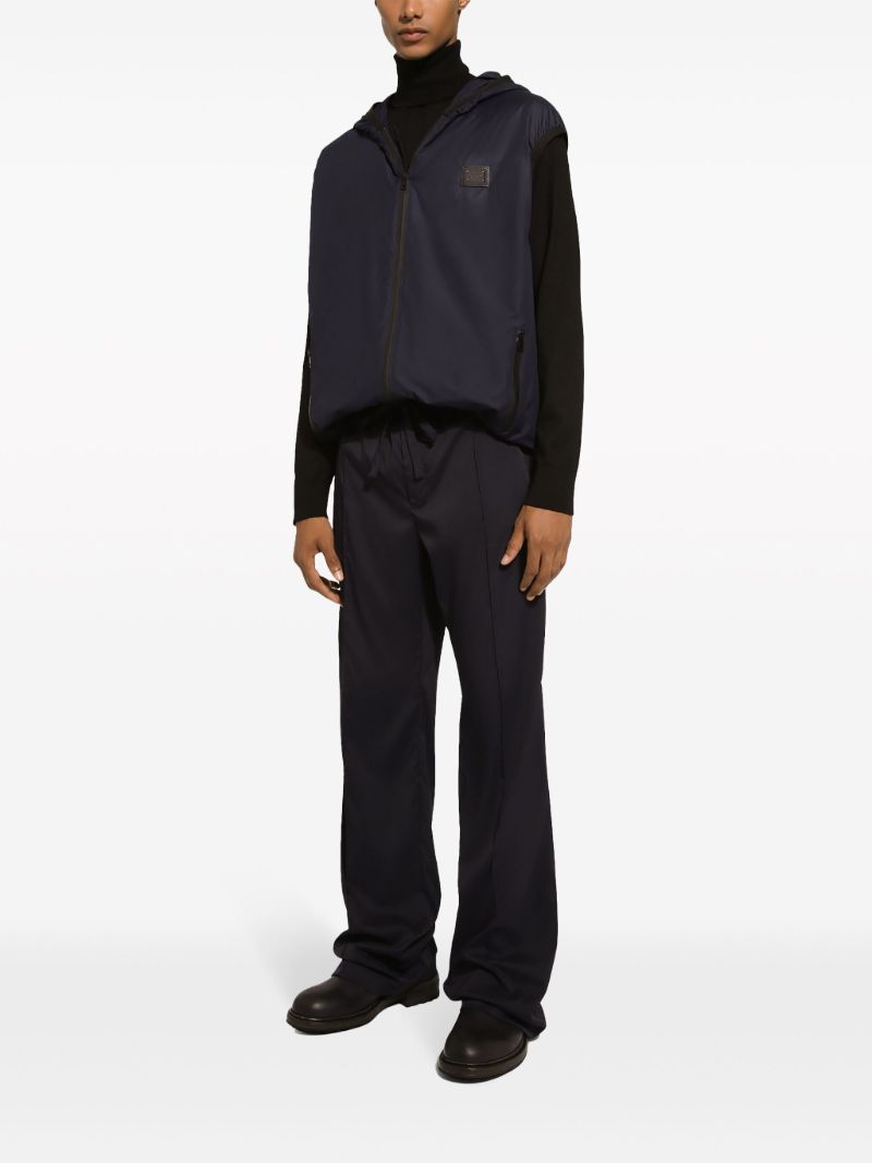Blue Logo-plaque Hooded Gilet