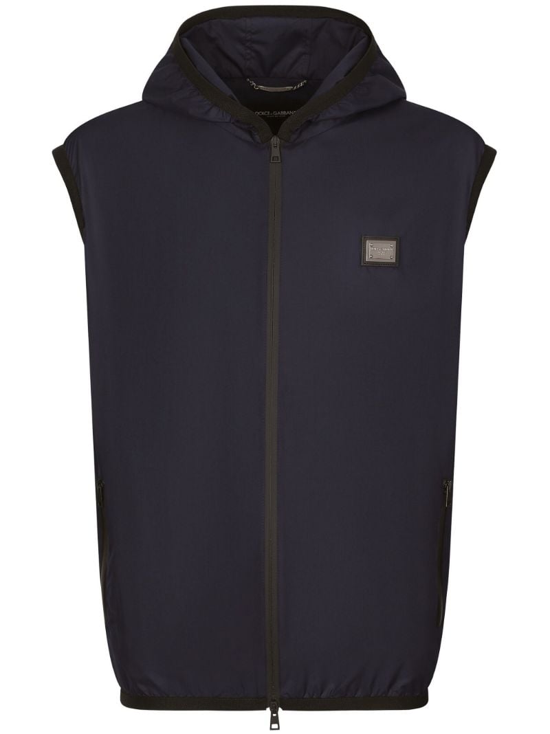 Blue Logo-plaque Hooded Gilet