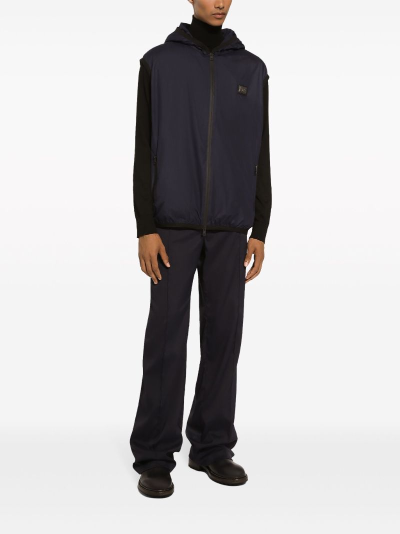 Blue Logo-plaque Hooded Gilet