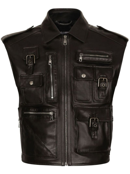 Black Leather Waistcoat