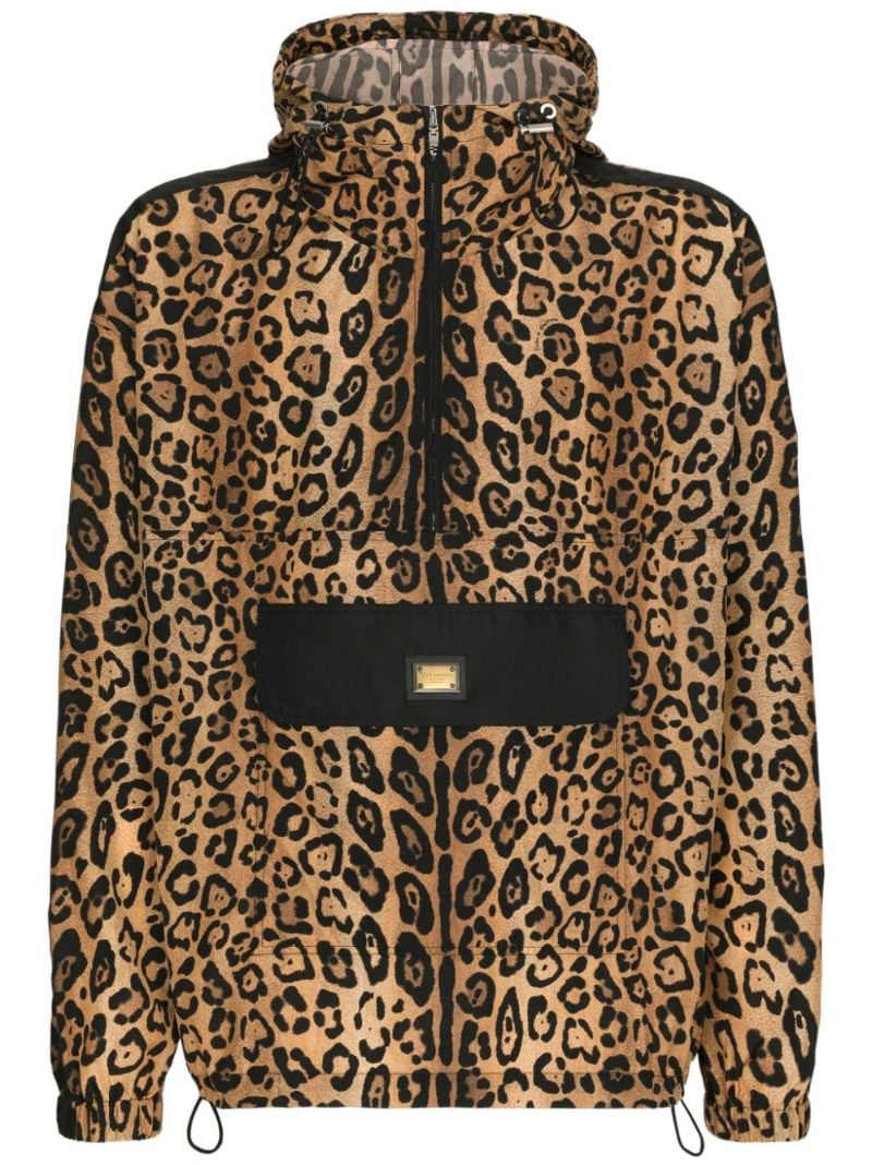Brown Leopard-print Hooded Jacket