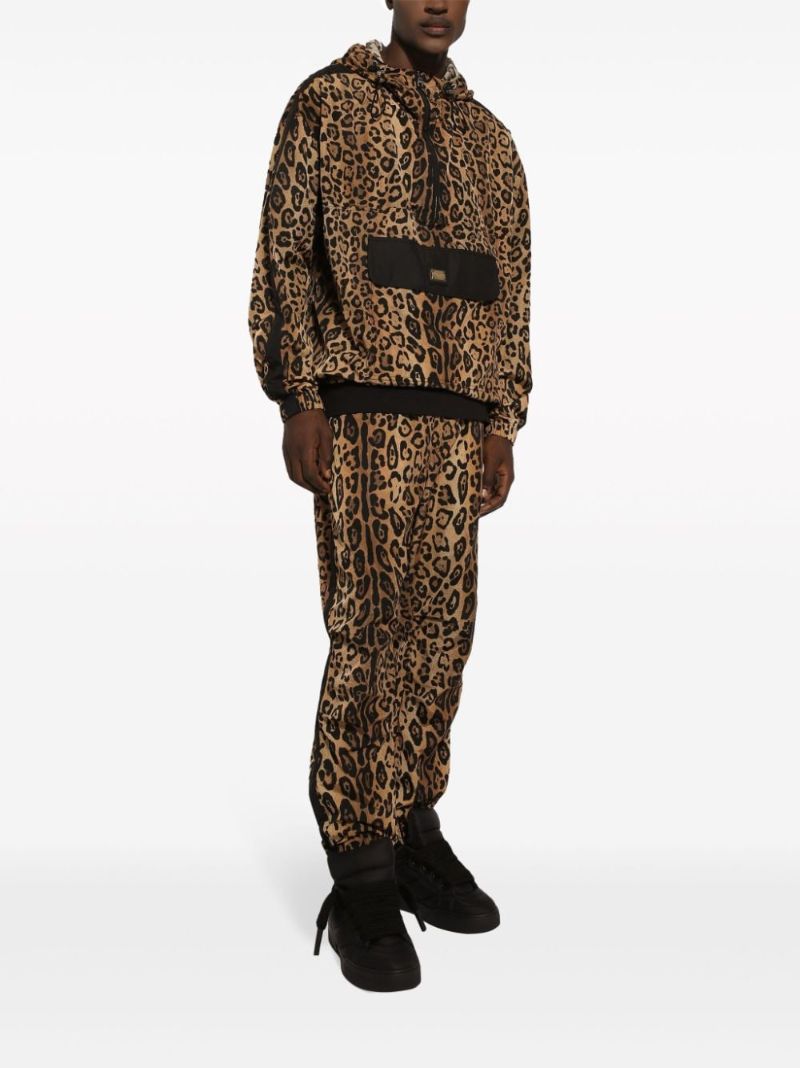 Brown Leopard-print Hooded Jacket