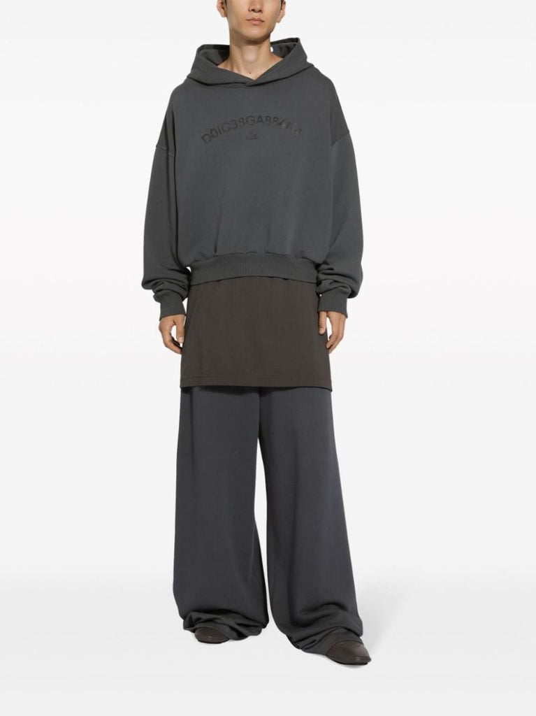 Grey Logo-print Cotton Hoodie