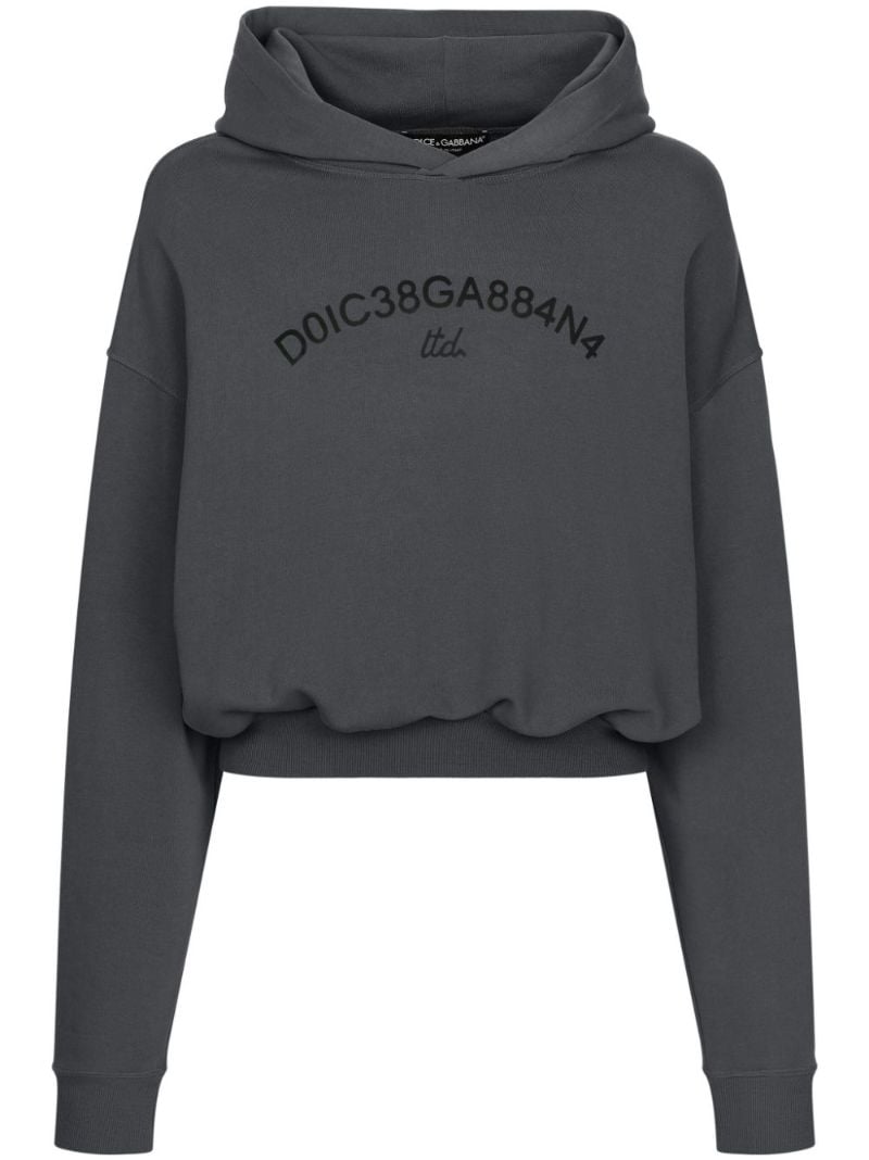 Grey Logo-print Cotton Hoodie