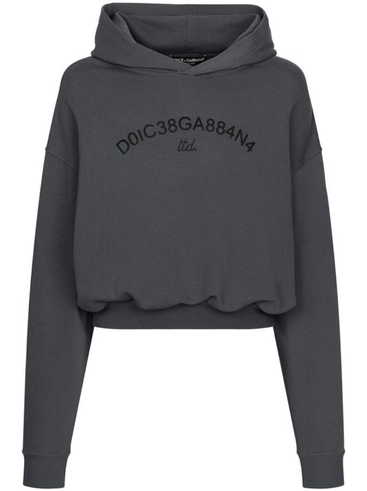 Grey Logo-print Cotton Hoodie