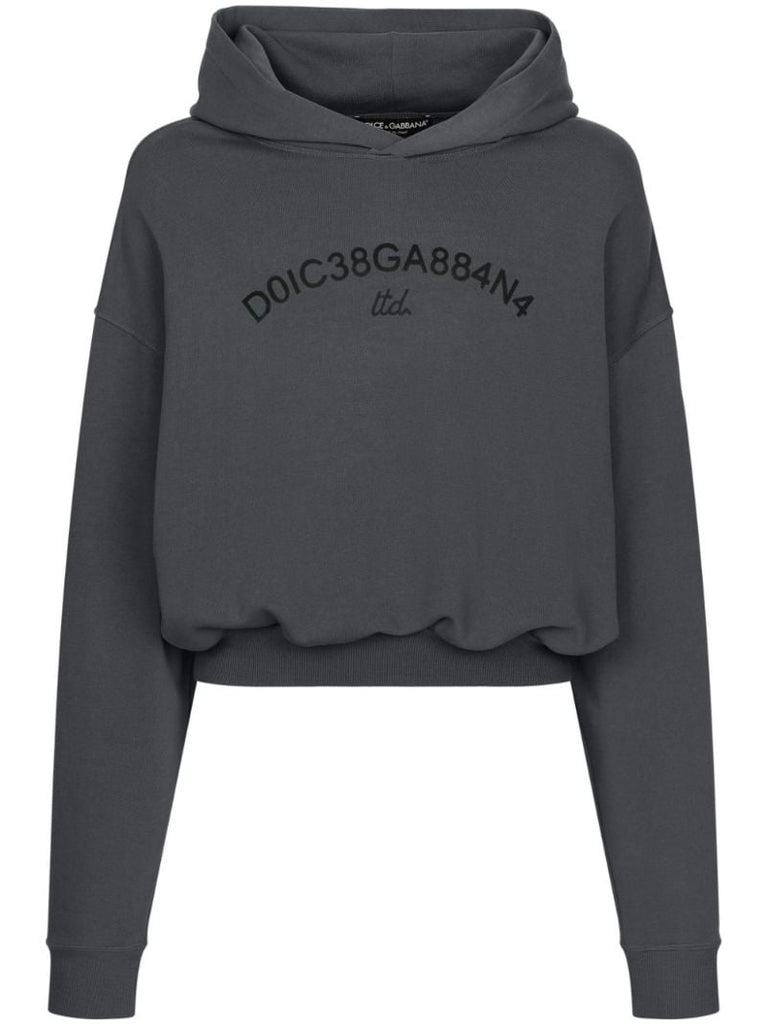 Grey Logo-print Cotton Hoodie