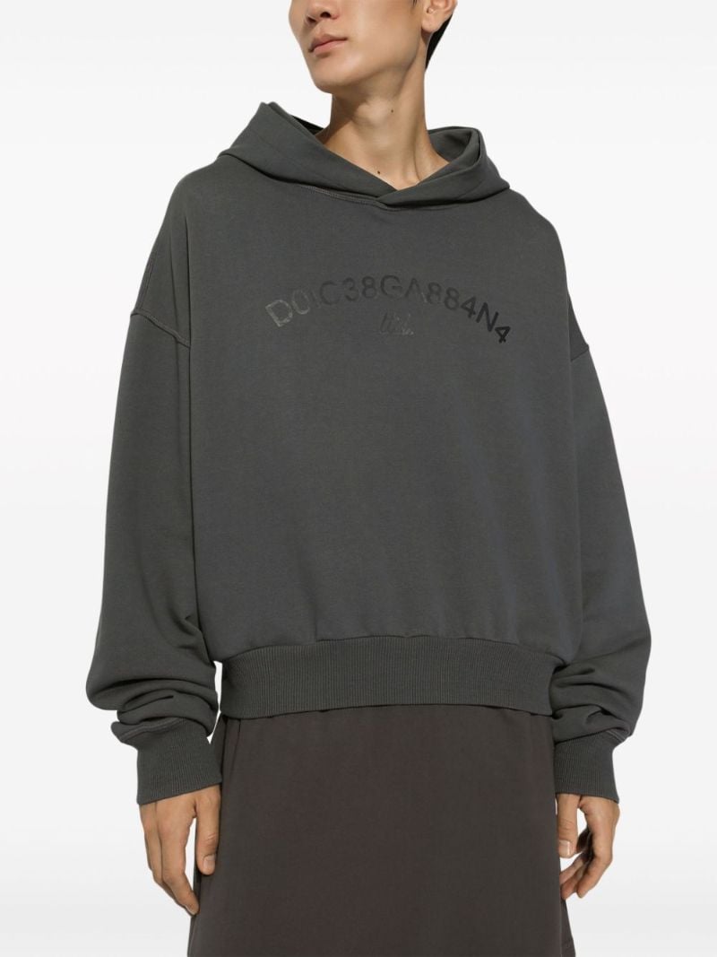 Grey Logo-print Cotton Hoodie