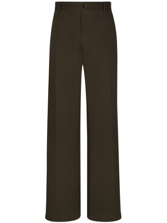 Brown Straight-leg Cotton Trousers