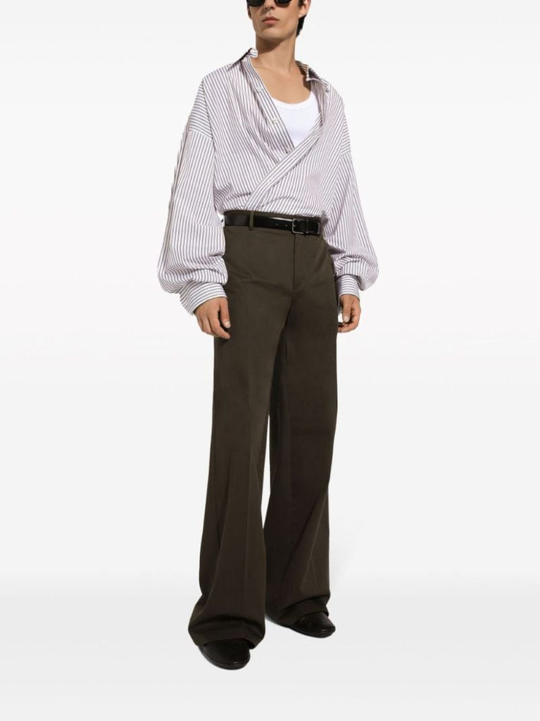 Brown Straight-leg Cotton Trousers